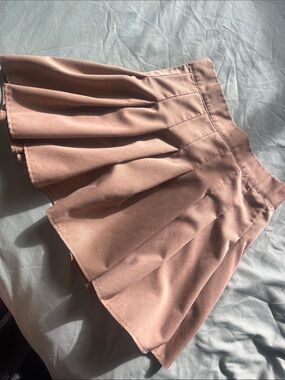 SHEIN Tan Pleated Mini Skirt